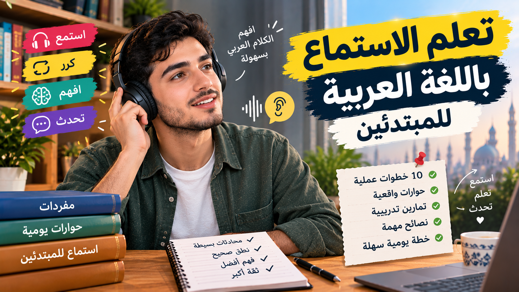 تعلم الاستماع باللغة العربية للمبتدئين: كيف تفهم الكلام العربي بسهولة؟