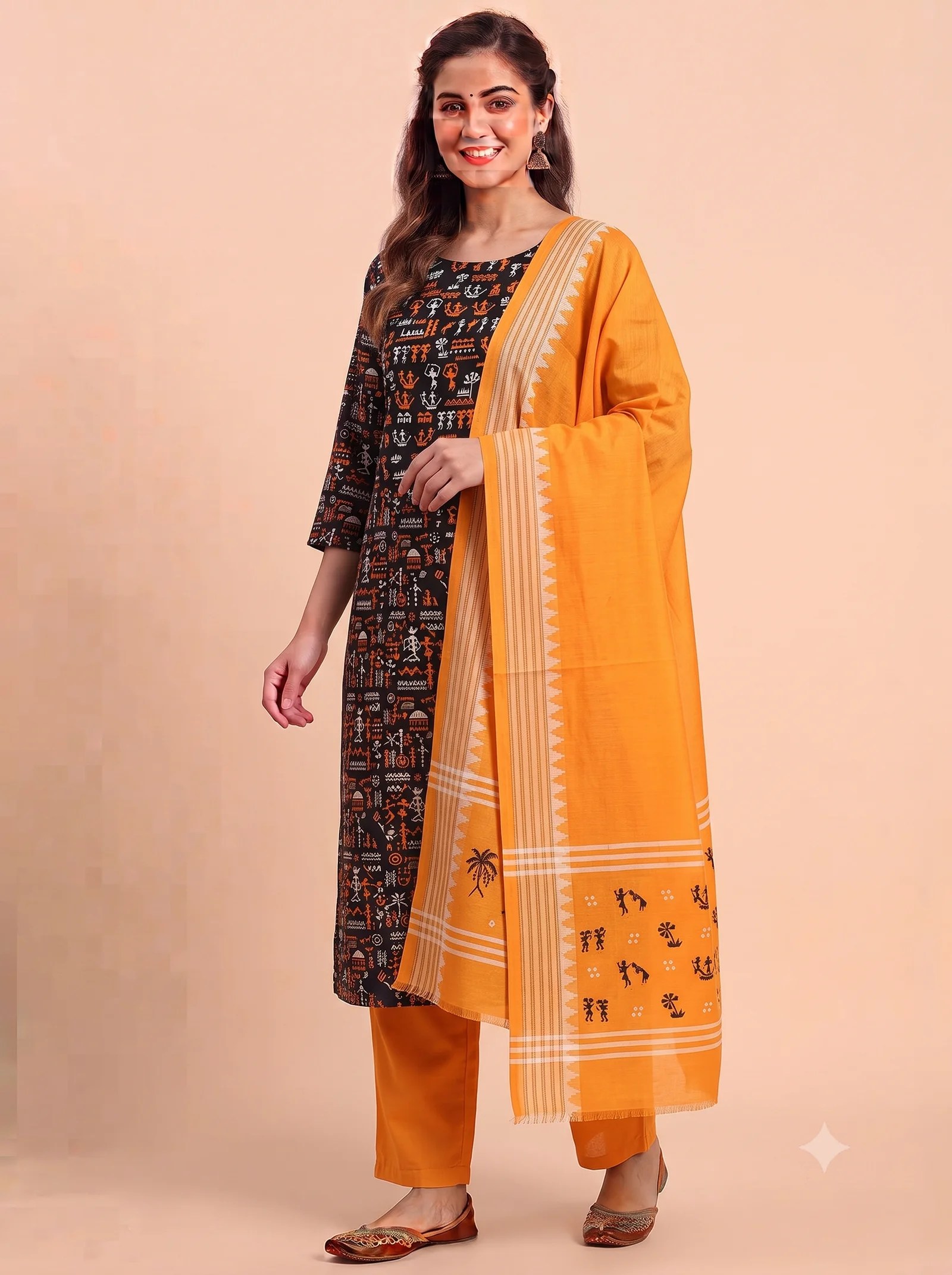 BLACK BOMKAI COTTON DRESS MATERIAL
