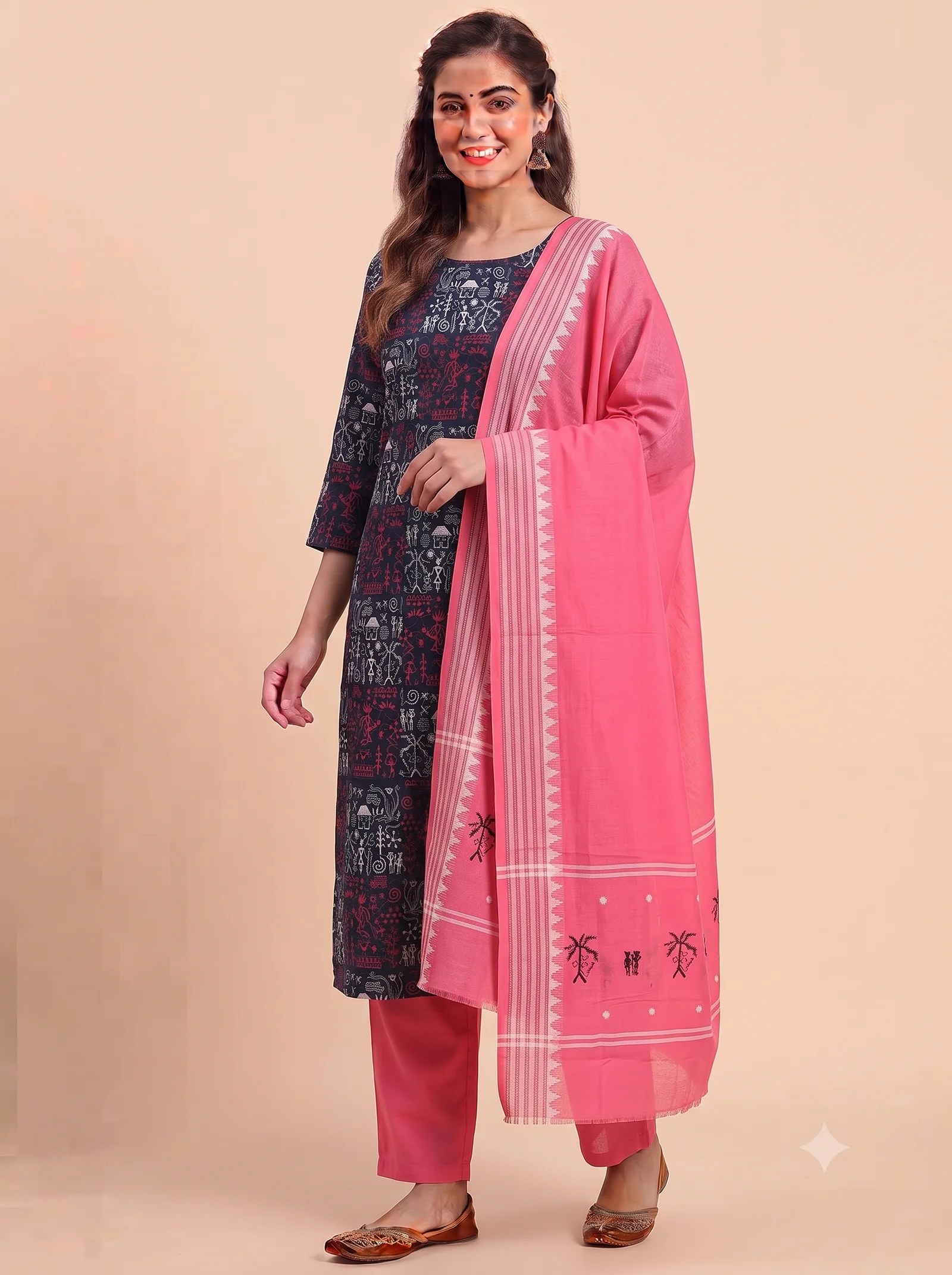 BLACK BOMKAI COTTON DRESS MATERIAL