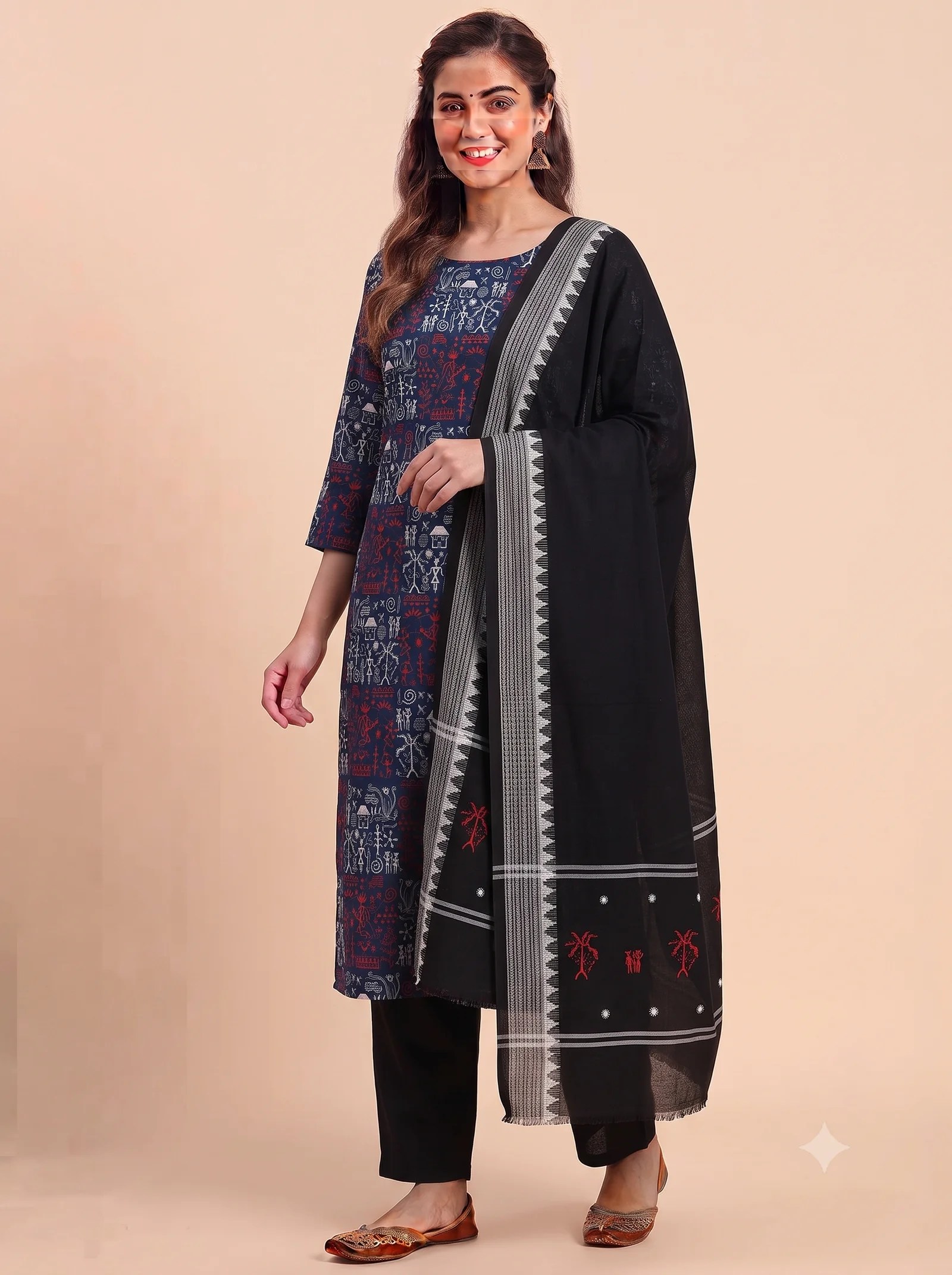 BLUE BOMKAI COTTON DRESS MATERIAL