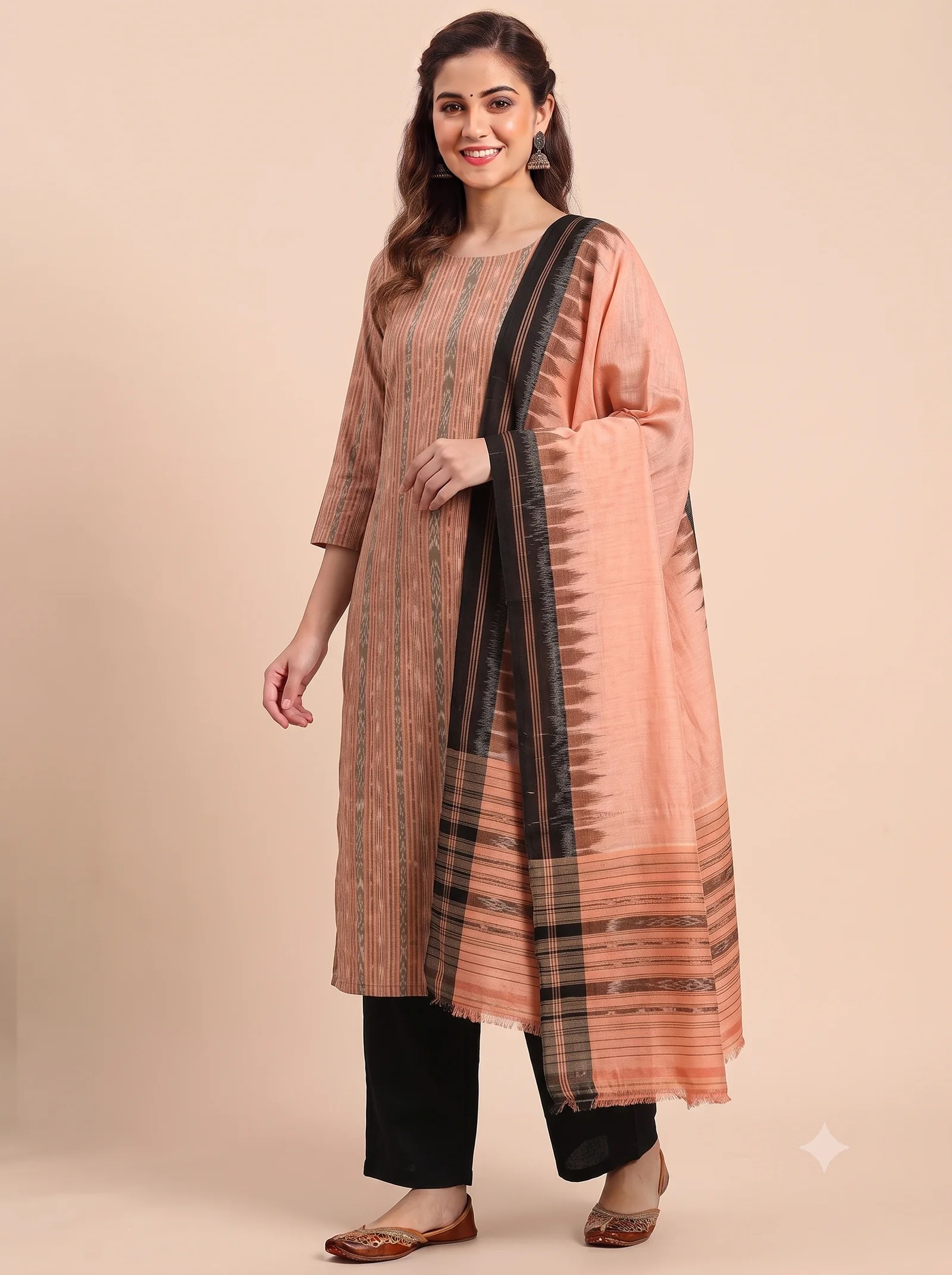 Light Cinnamon Nuapatna Cotton Dress Material