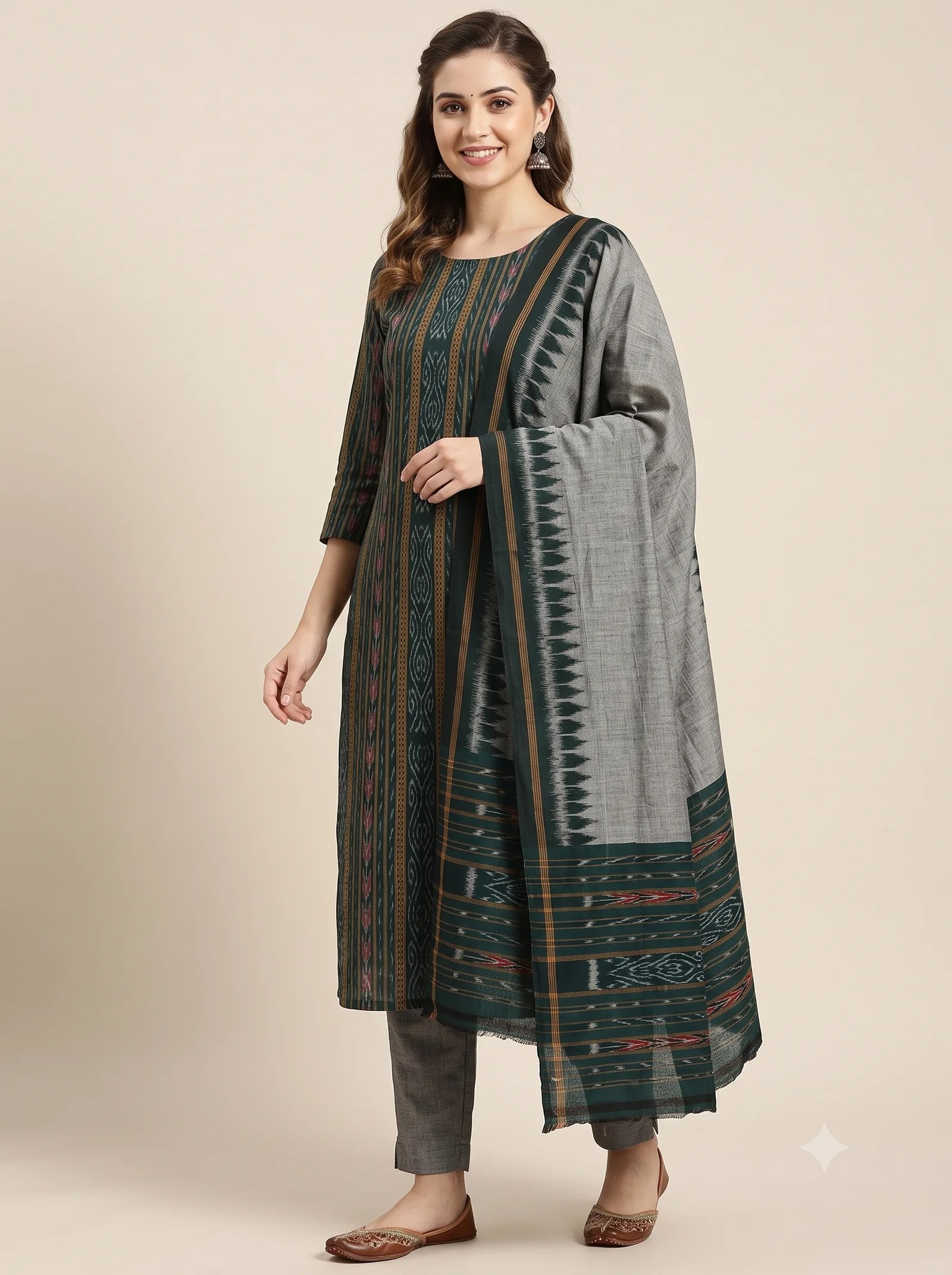 Black Nuapatna Cotton Dress Material