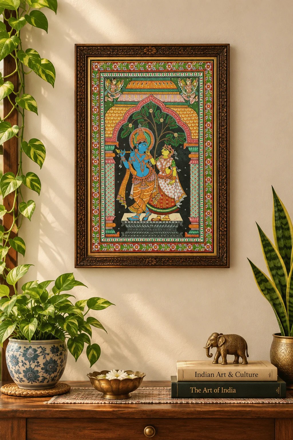 Traditional Odisha Tussar Patachitra Painting –Lord Radha Krishna