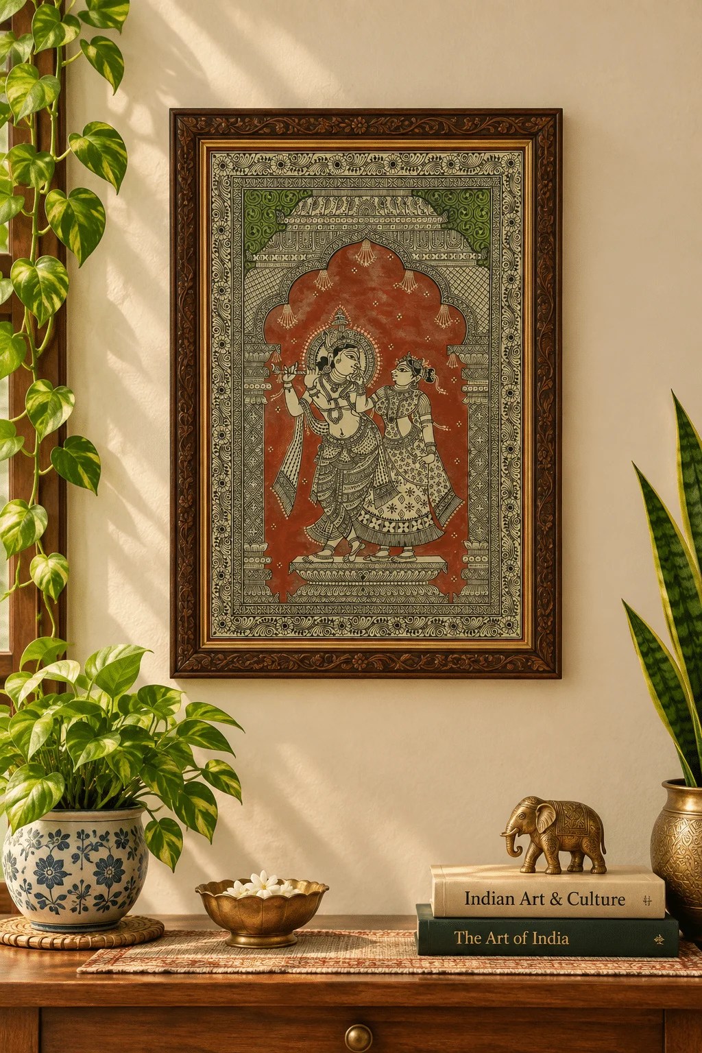 Traditional Odisha Tussar Patachitra Painting – Lord Radha Krishna