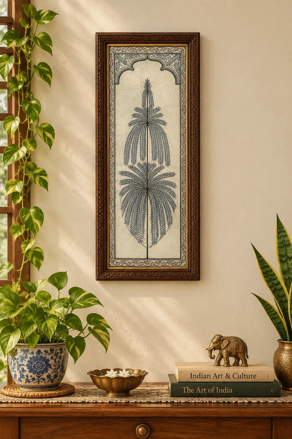 Traditional Odisha Tussar Patachitra Painting – Modern Flowering Tree