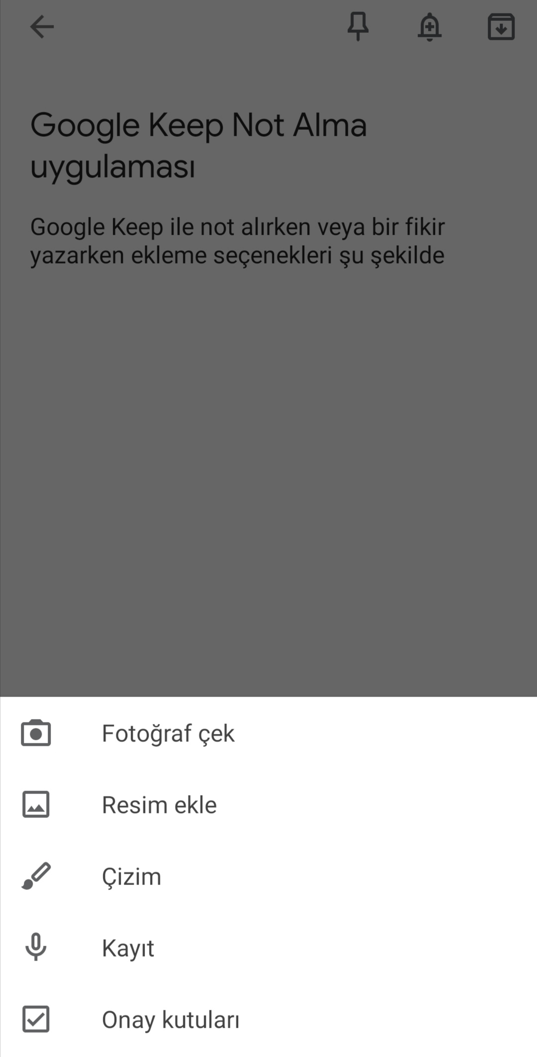 Google keep not alma uygulaması eklenebilen dosya türleri