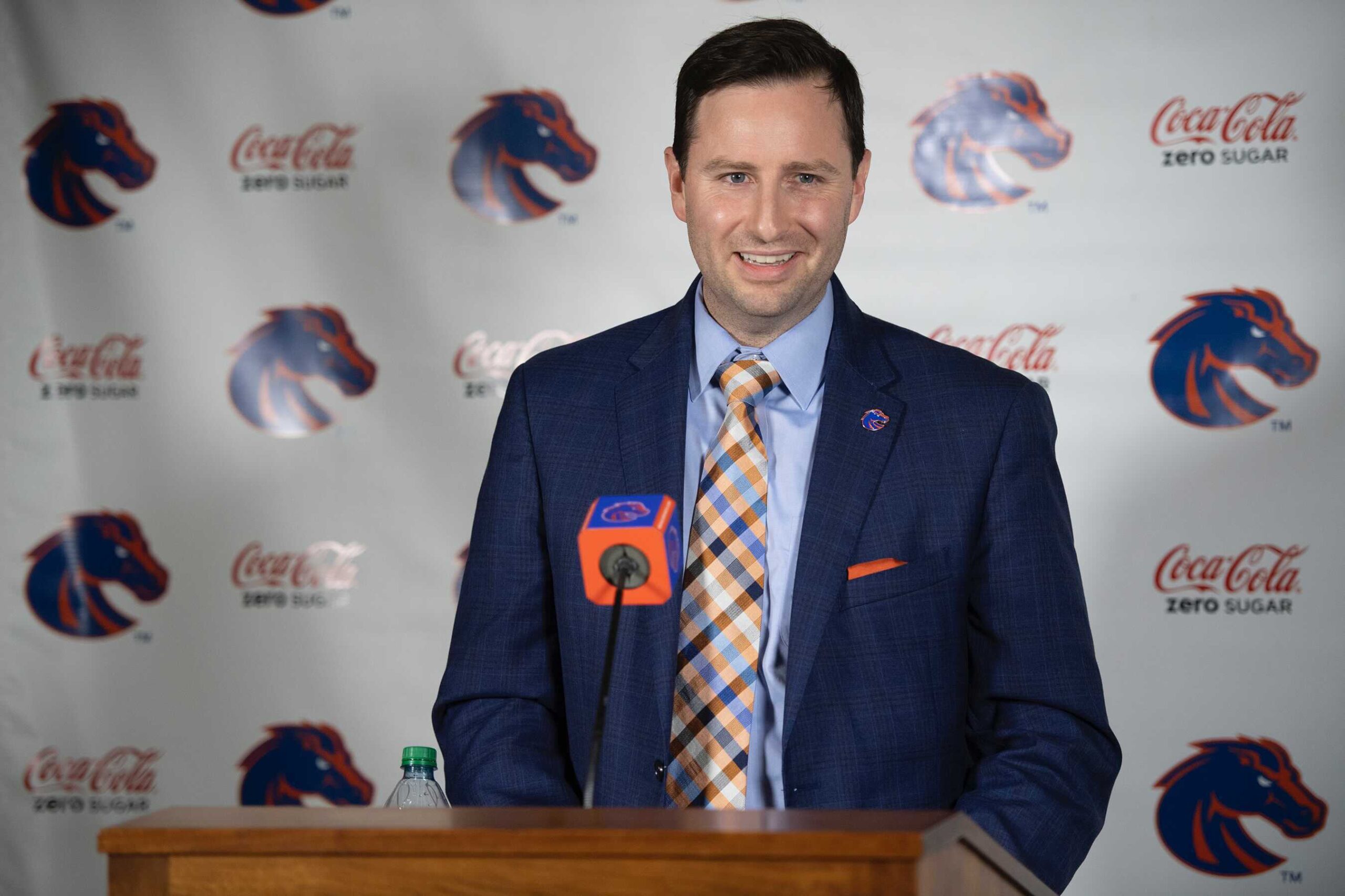 Jeremiah Dickey, Boise State director of athletics, at a press conference.