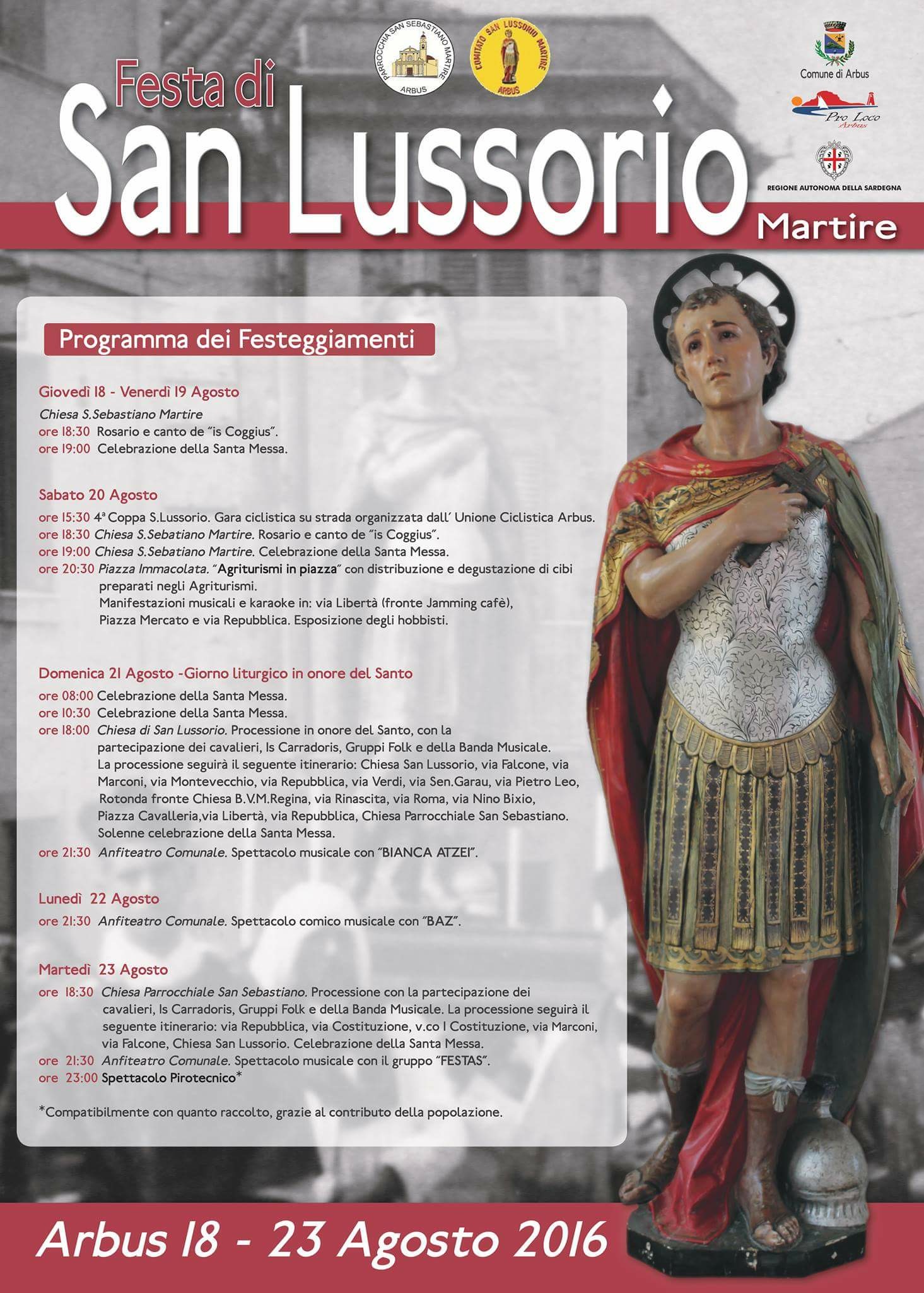Festa di San Lussorio Martire - Arbus, 18-23 Agosto 2016