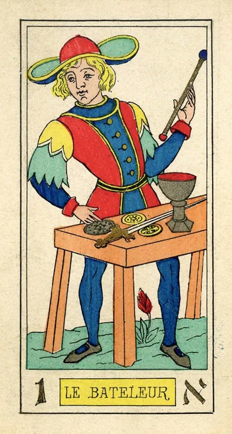 Le Bateleur rappresenta il potere del mago nei tarocchi.
