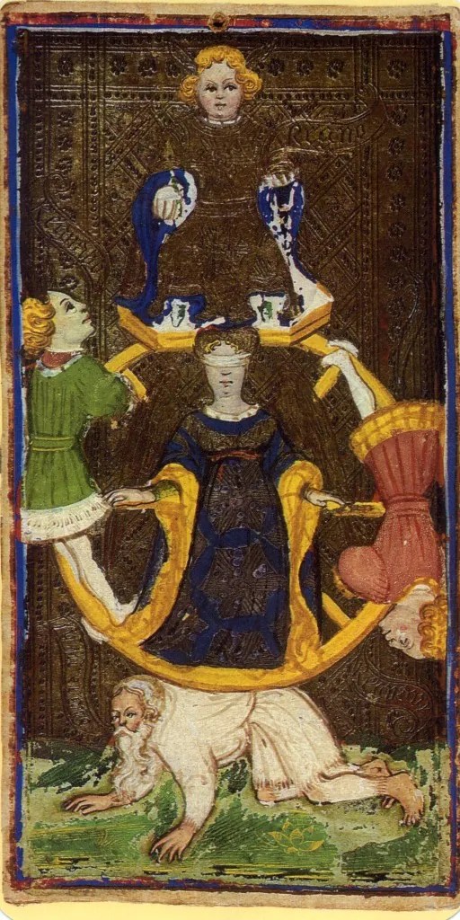 Carta dei Tarocchi Visconti Sforza raffigurante arcani maggiori del XV secolo