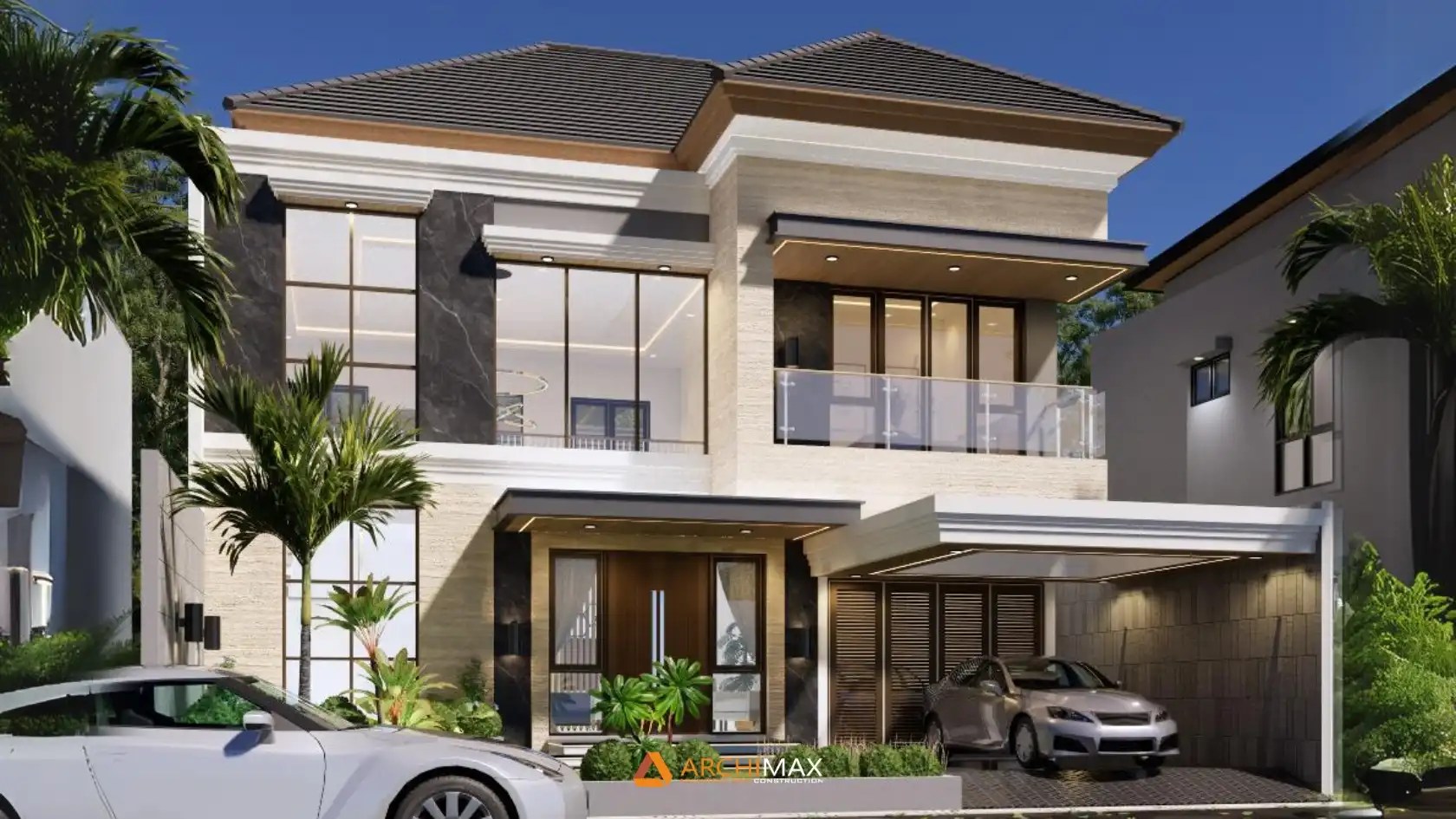 Desain Rumah Modern Tropis 2 Lantai