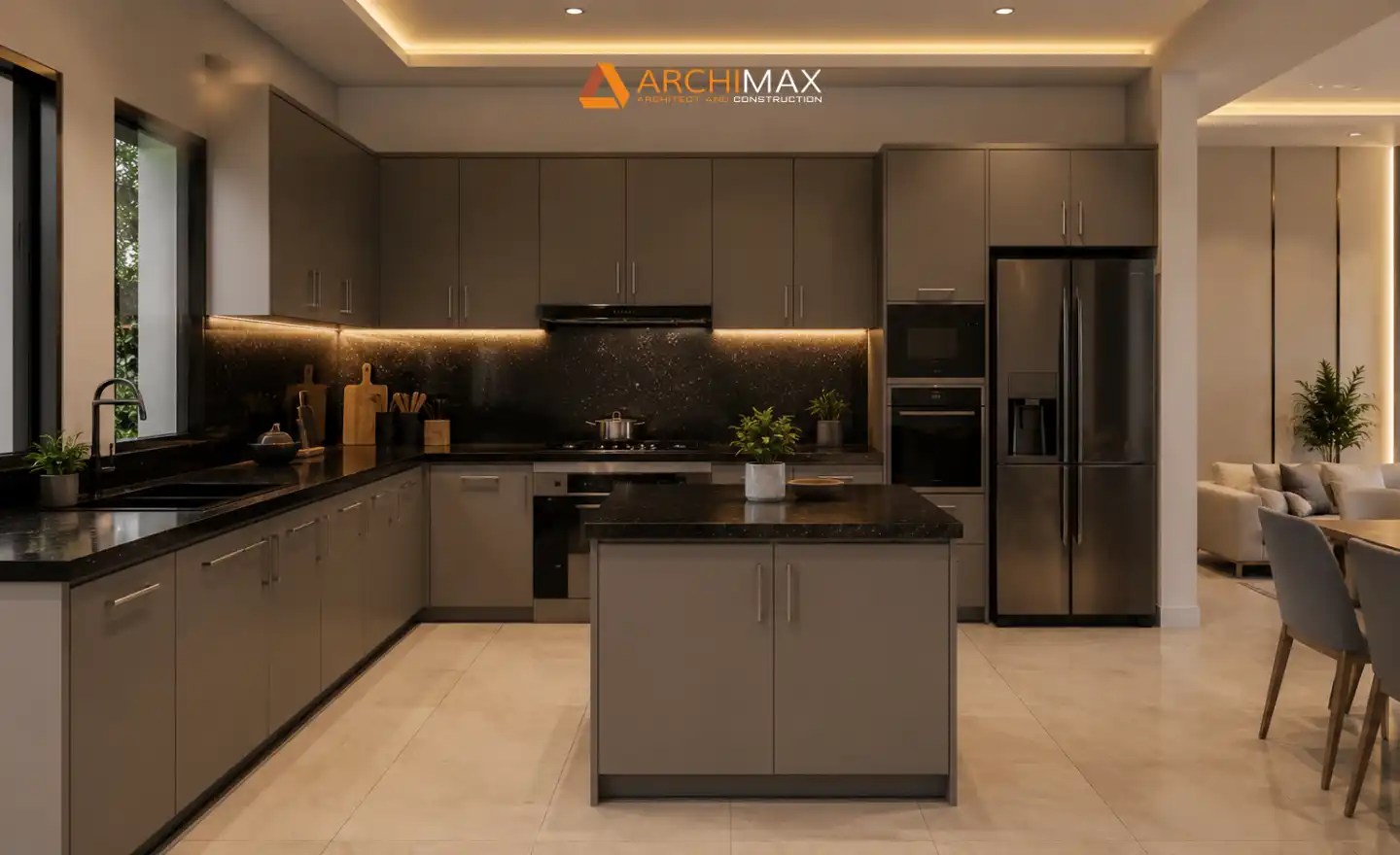 Kitchen set bentuk L pada dapur modern open kitchen