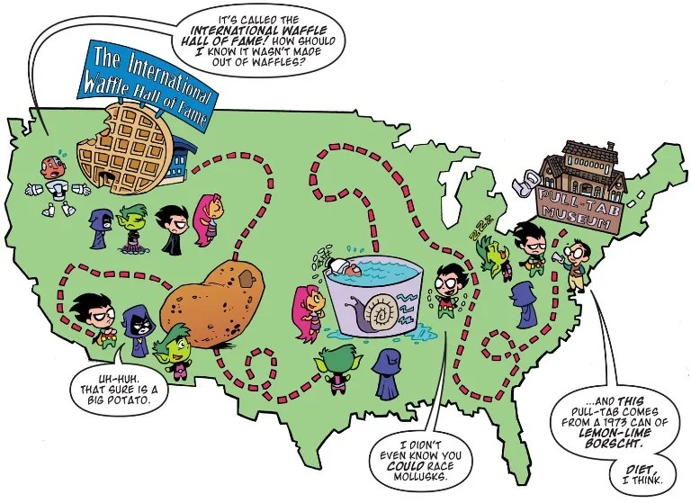 A handy map is included so you too can make the same stops as the Titans on your next cross-country trip.
