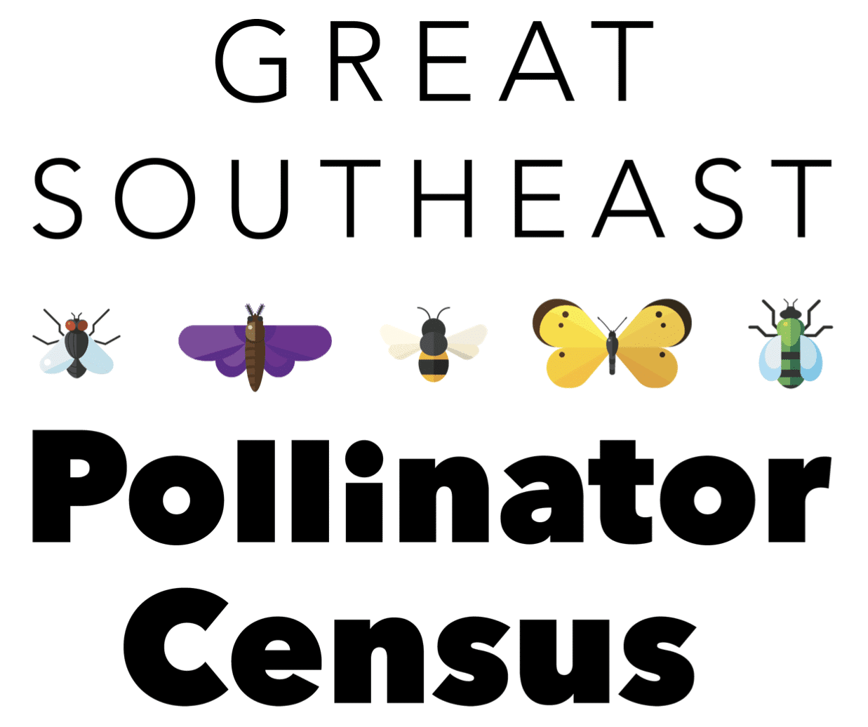 Logo for the Great Southeast Pollinator Census featuring bees and butterflies.