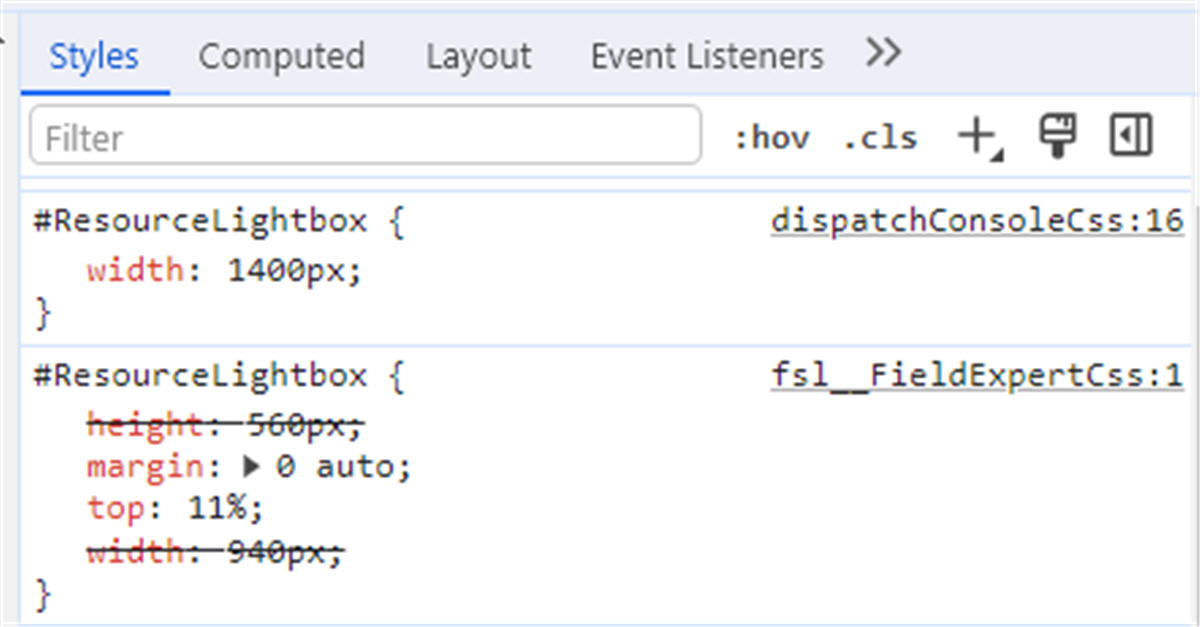 Screenshot of dev tools showing modal elements.
