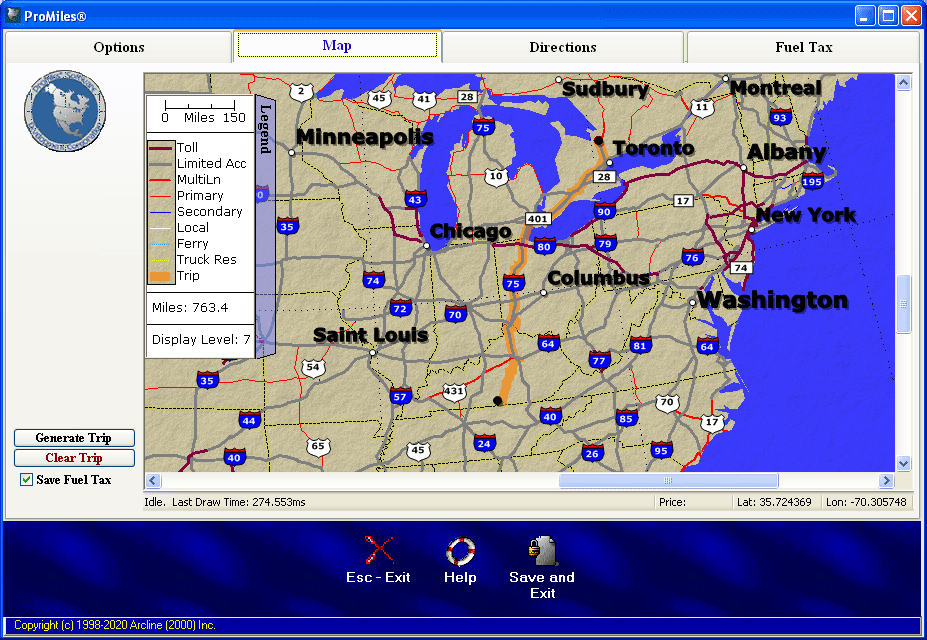 Mileage Map Of Usa.