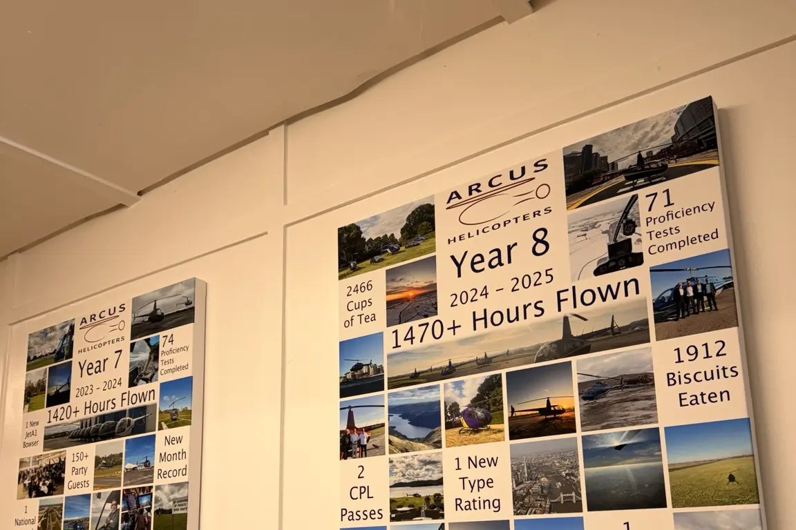 Arcus Helicopters annual highlights and company history displays