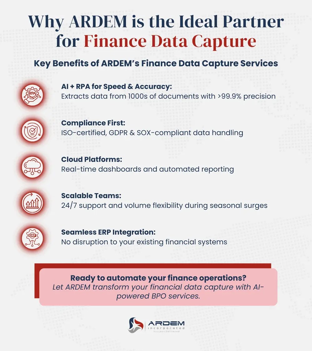 Why ARDEM is the Ideal Partner for Finance Data Capture infographic