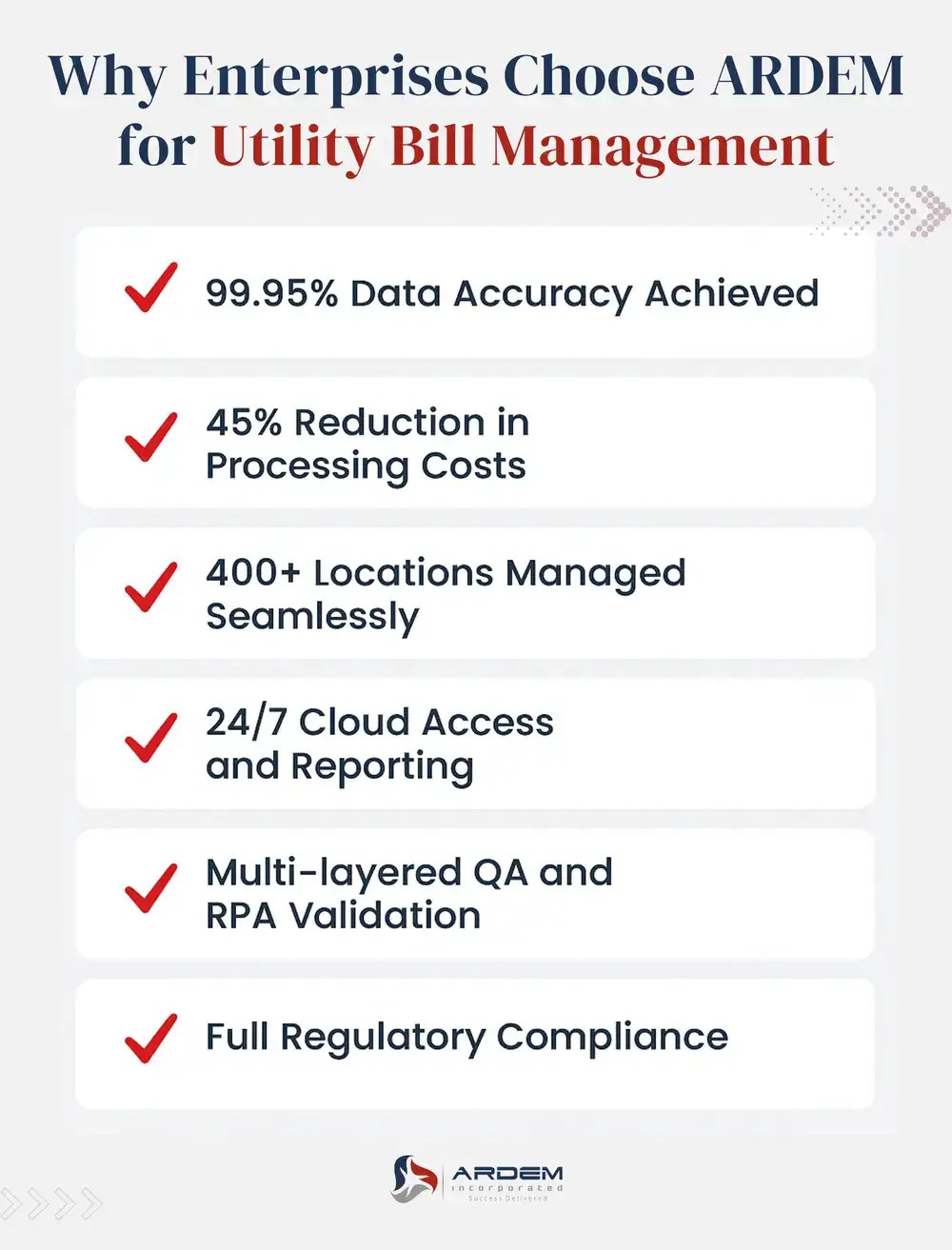 Why Enterprises Choose ARDEM for Utility Bill Management infographic