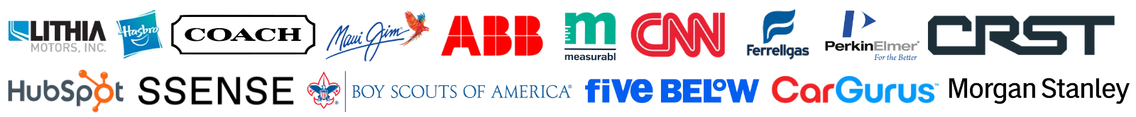 ARDEM partner logos including Lithia Motors, Hasbro, Coach, ABB, CNN, HubSpot, Five Below, and Morgan Stanley