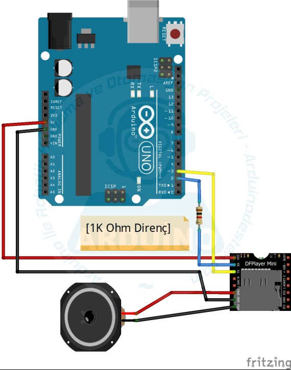 Arduino DFPlayer Mini Bağlantı Şeması
