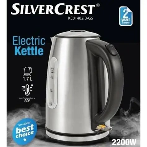 SILVER CREST ELECTRIC KETTLE - KE01402IB-GS - 2200 W