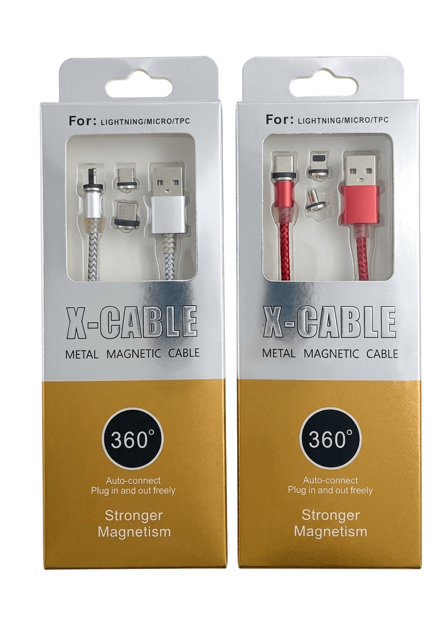 Cable Magnético 3 en 1 | Carga Rápida | Micro (V8) - Tipo C - iPhone (Lightning)