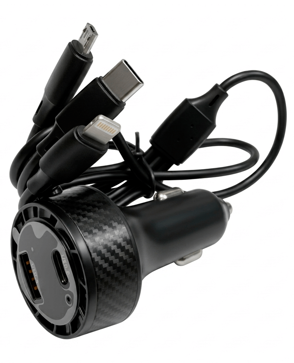 Cargador para Carro con Múltiples Cables Integrados