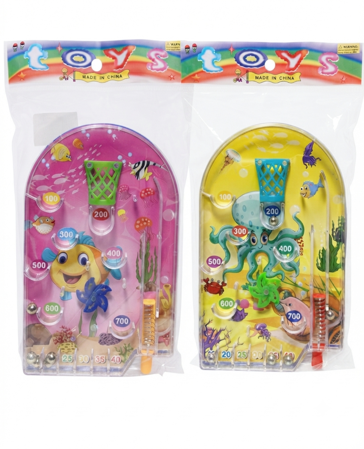 Mini Pinball de Juguete con Canasta y Temática Marina