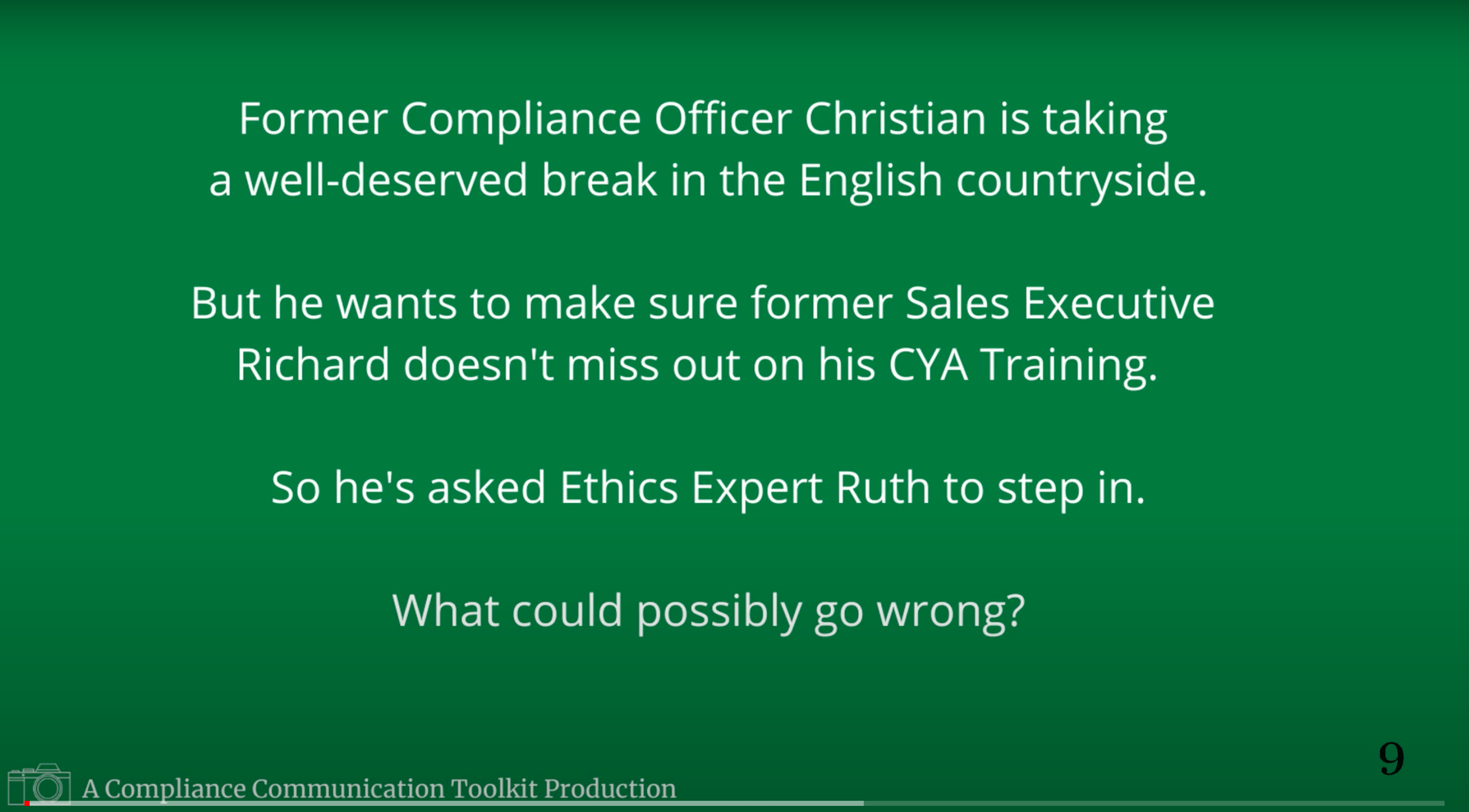 CYA Training Splash Advisory Screen