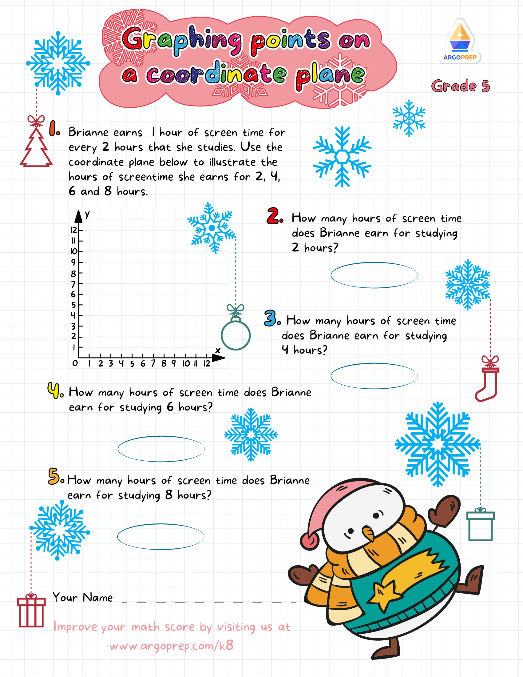 Print out the worksheets by clicking the image then the print icon and use . Christmas Time Coordinate Pairs Argoprep