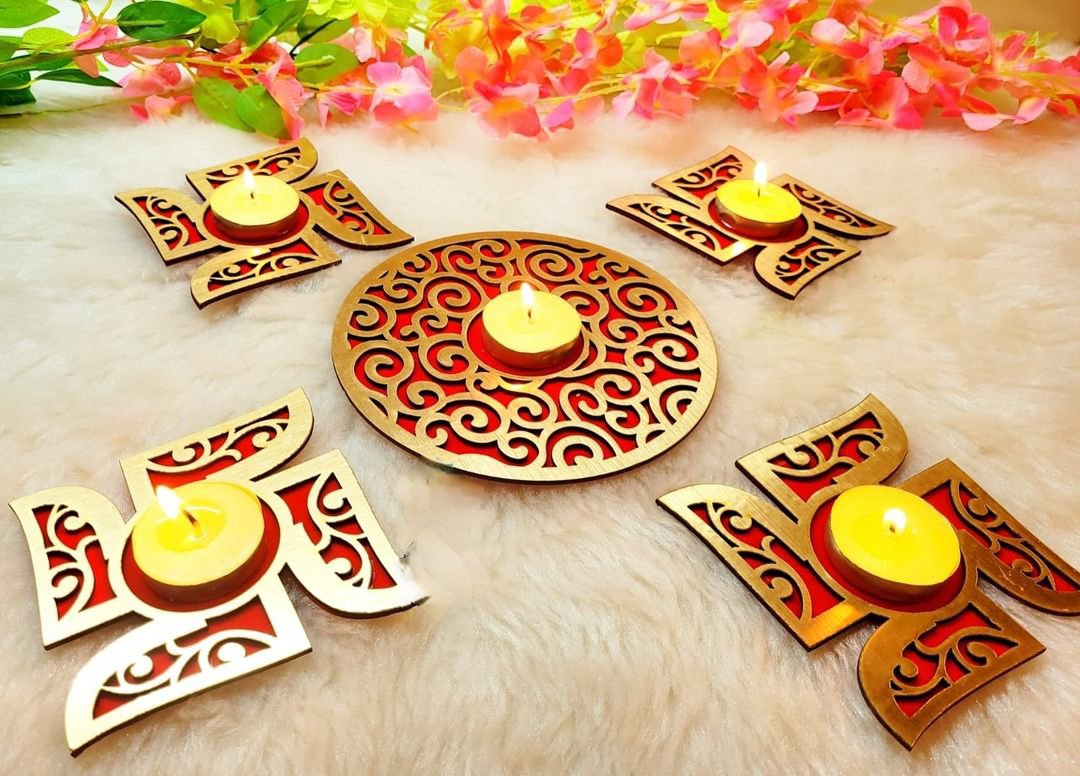 Mandala Swastik Rangoli Tealight Set