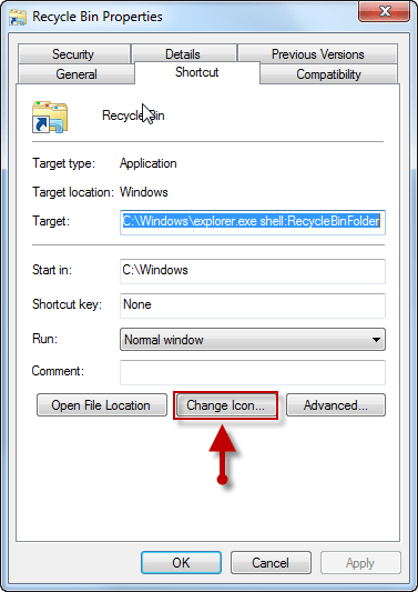 Click the Change Icon Button
