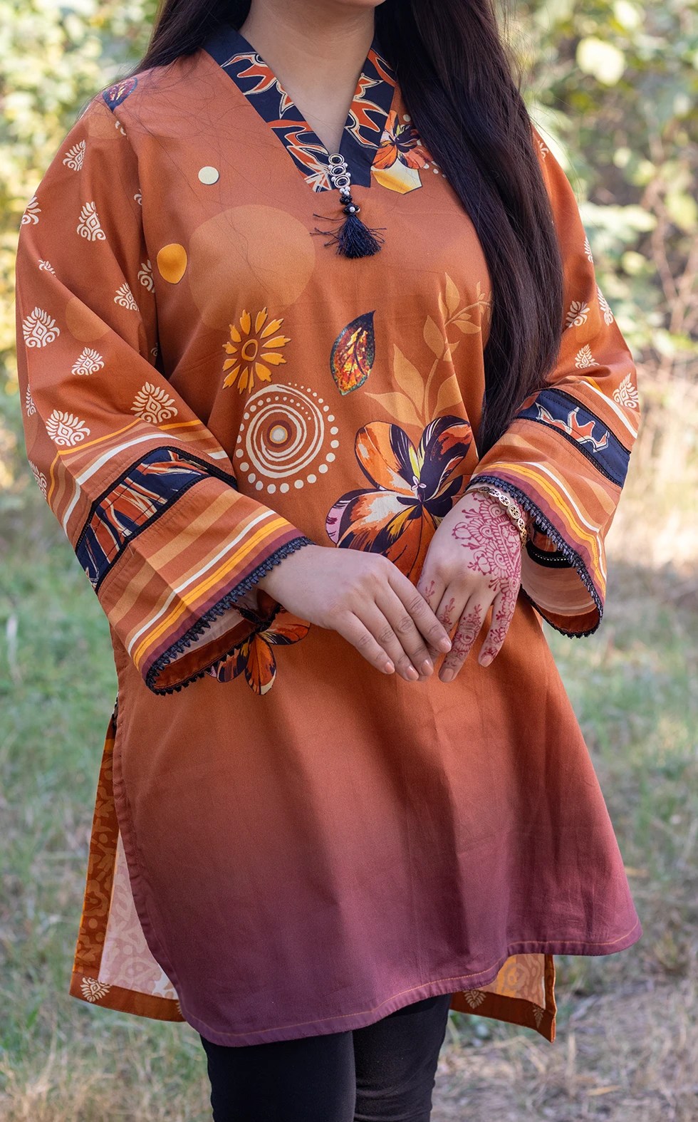 Mild Orange Brown Kurti,