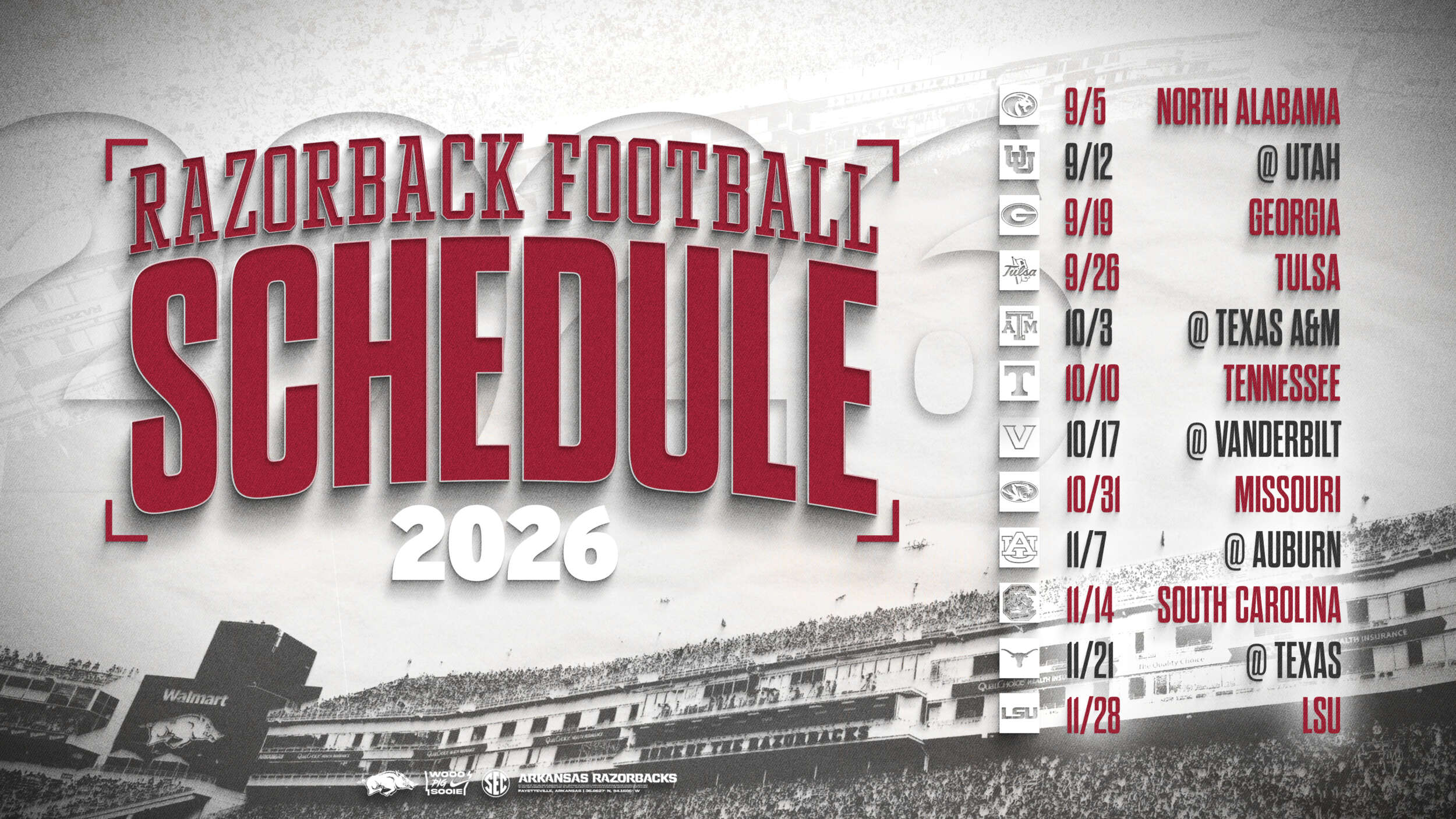 Arkansas 2026 Schedule Unveiled Arkansas Razorbacks 16X9 