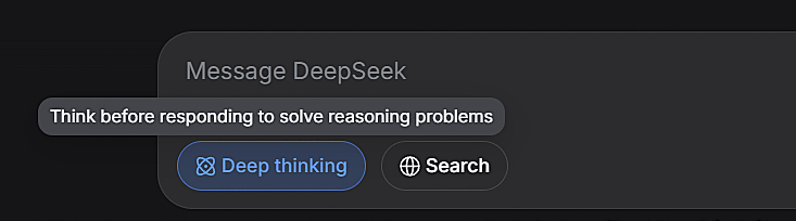 DeepSeek AI tool Deep thinking option for more detailed and structured responses