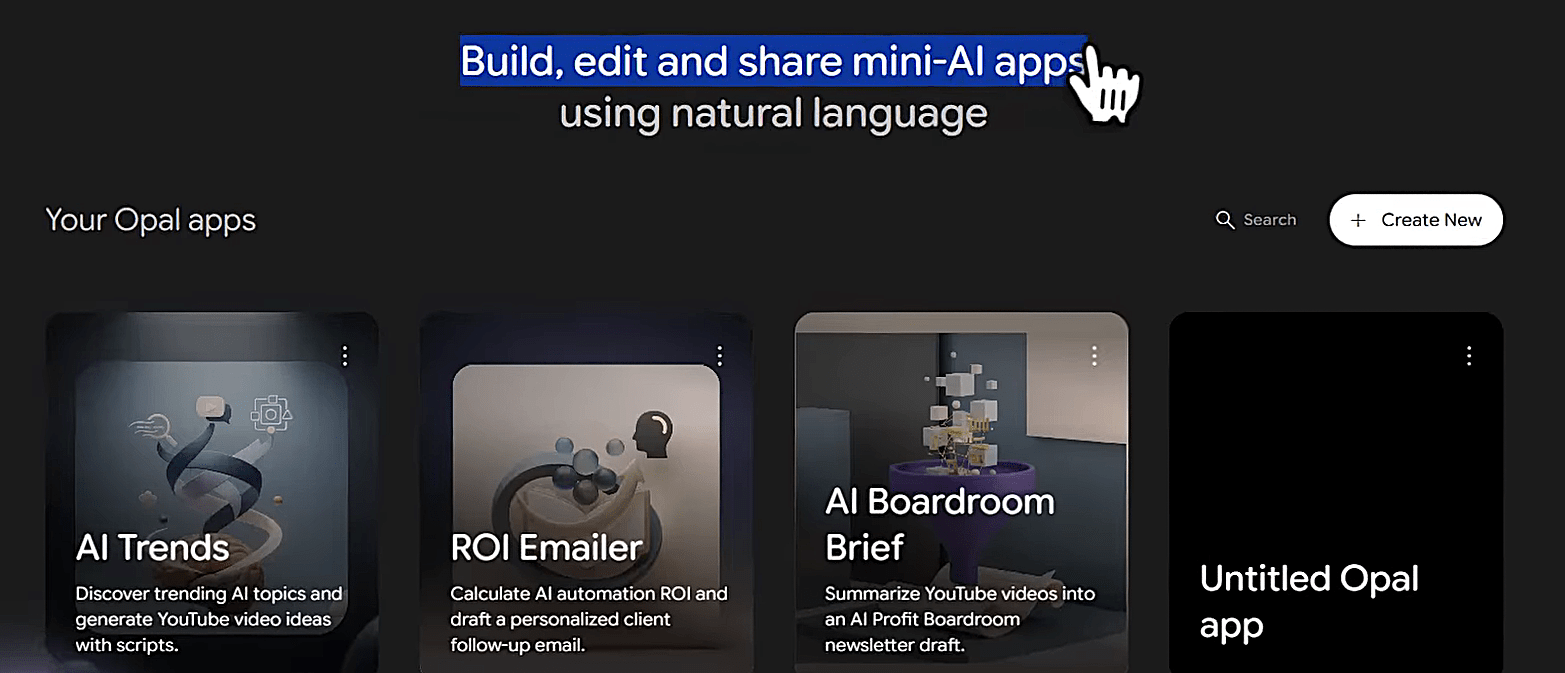 Opal by Google template gallery