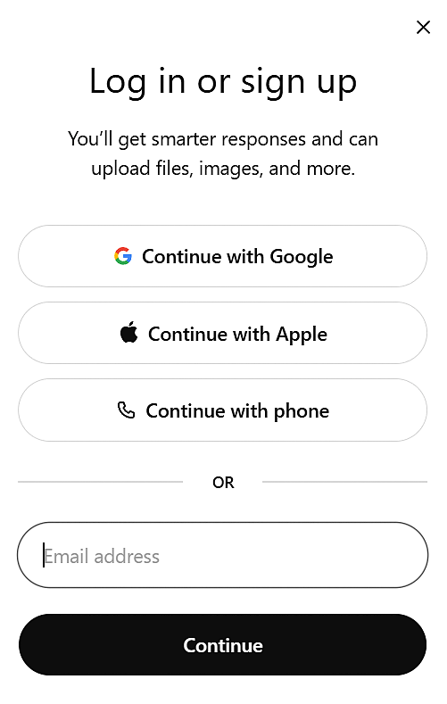 ChatGPT sign up screen.