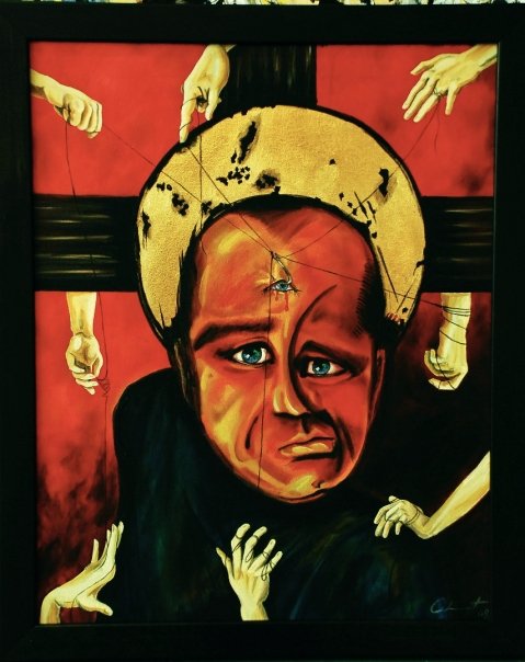 Hooked - 16"x20" - oil and goldleaf