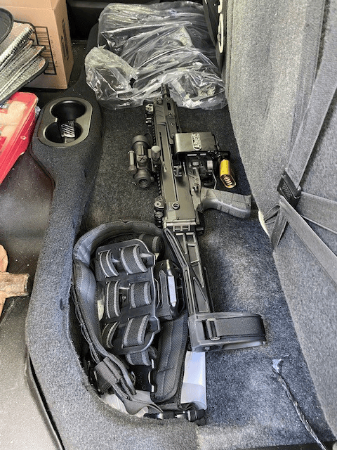 Justin’s custom floor-mounted ARmA15 installation in a 2022 Ram