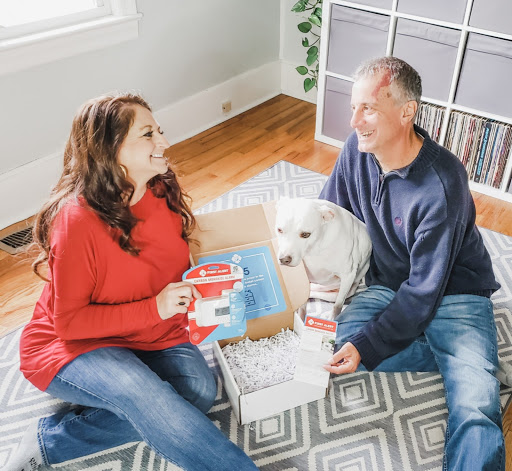 couple with dog