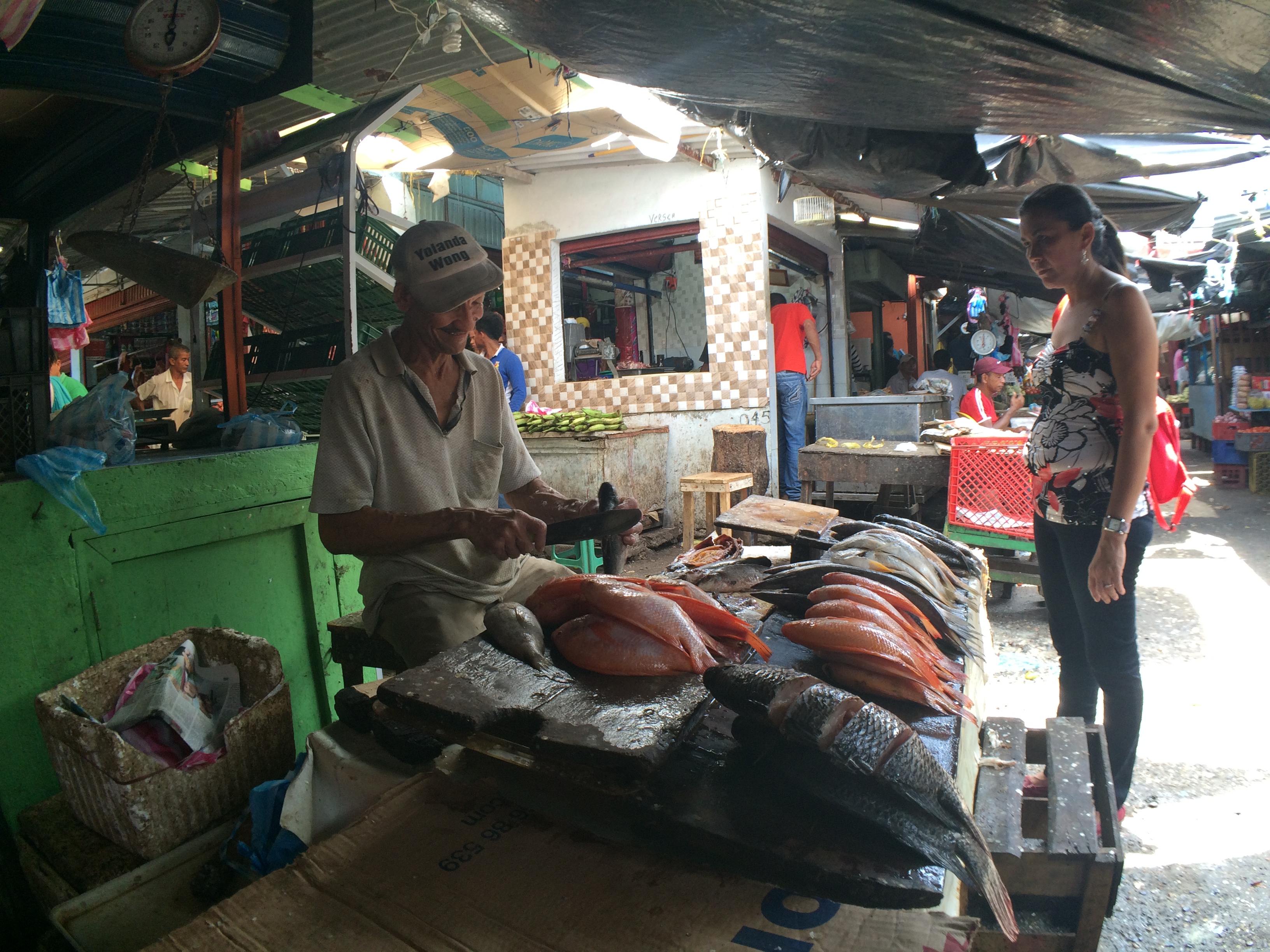 Fish monger at the Mercado
