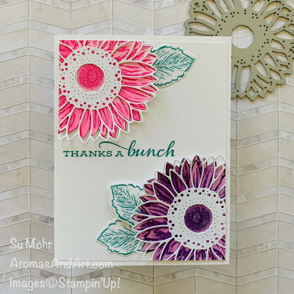 By bSu Mohr for TGIF and cts; Click READ or VISIT to go to my blog for details! Featuring: Celebrate Sunflowers Stamp Set, Sunflowers Dies, Water Painters; #sunflowers #sunflowersoncards #celebratesunflowers #sunflowersdies #watercoloring #waterpainters #cardsketches #cardchallenges #colorcombos #handmadecards #handcrafted #diy #cardmaking #papercrafting #stampinup