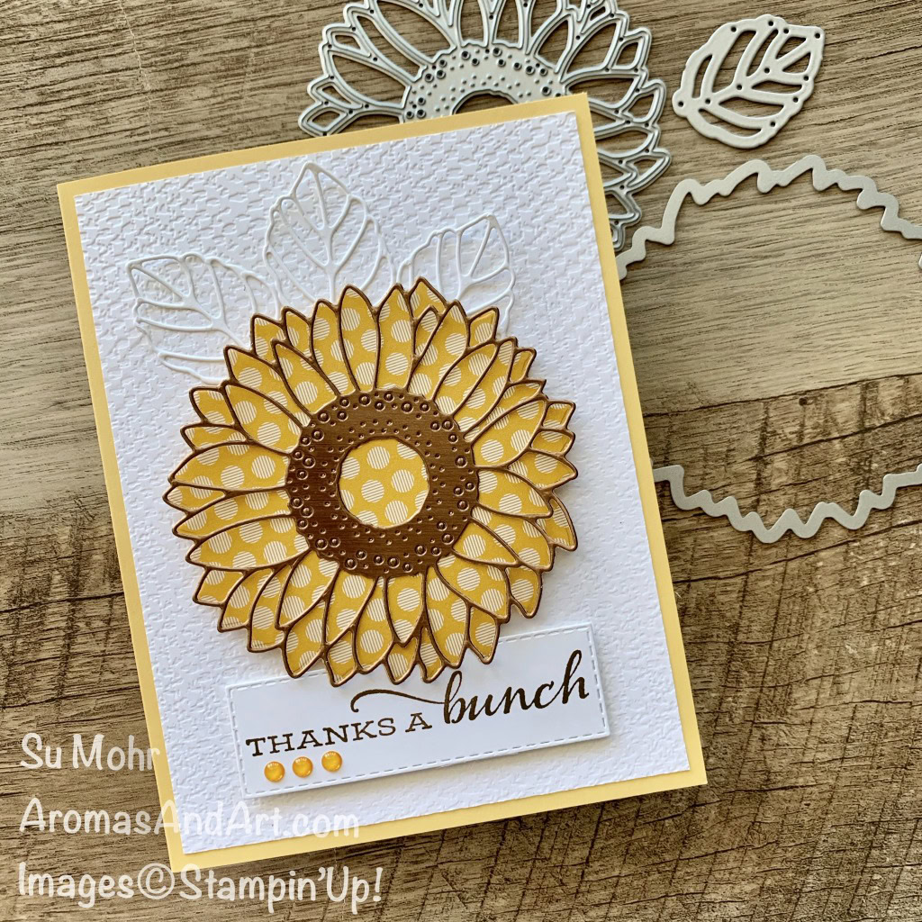 By Su Mohr for PP; Click READ or VISIT to go to my blog for details! Featuring:Celebrate Sunflowers Bundle, Brushed Metallic Paper, Tasteful Textile embossing, In Color 6X6 Designer Paper; #thankyoucards #celebratesunflowers #sunflowers #sunflowersoncards #handmadecards #handcrafted #diy #papercrafting #cardmaking #flowersoncards #tictactoe #cardchallenges