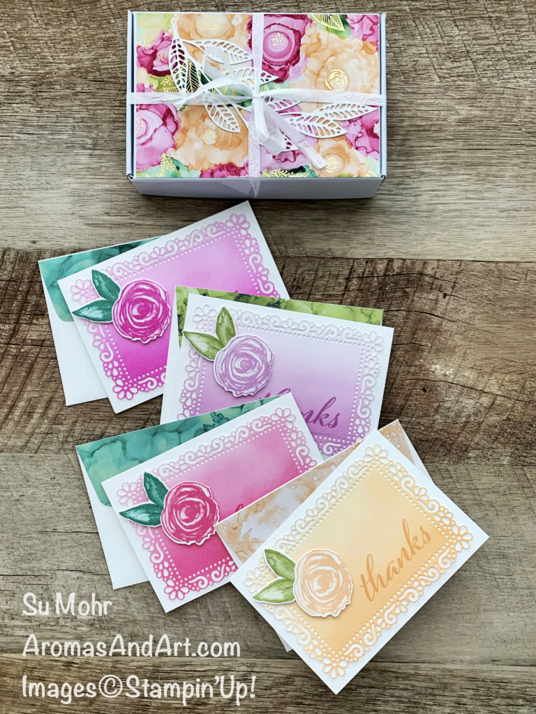 By Su Mohr for Stamping Sunday; Click aromasandart to go to my web site for instructions! Featuring: Note Cards & Envelopes, Artistically Inked Stamp Set, Artistic Dies, Ornate Layers Dies, Expressions In Ink Designer Paper, Blending Brushes; #notecards&envelopes #artisticallyinked #artisticdies #ornatelayersdies #expressionsinink #blendingbrushes #handmadecards #handmadegifts #handcrafted #minipaperpumpkinbox #cardmaking #papercrafting #sumohr #aromasandart #aromasandart.com/shop #stamping #stampinup #ombre #bloghops