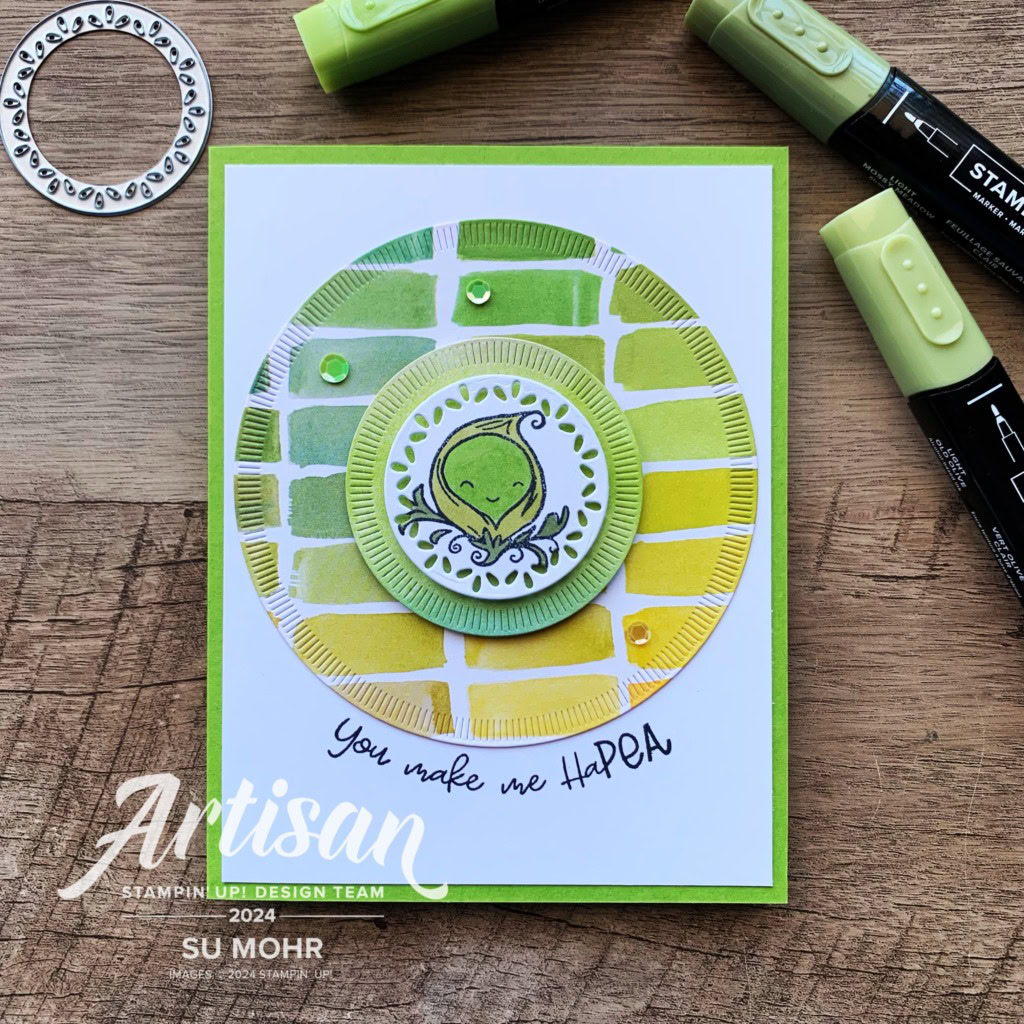 By Su Mohr; Click aromasandart.com to go to my website for details! Featuring: Sweet Peas Stamp Set, Spotlight On Nature Dies, Full Of Life DSP; #sweetpeas #fulloflife #spotlightonnature #circledies #handmadecards #handcrafted #diy #cardmaking #papercrafting #humorouscards #stamping #stampinup #artisandesignteam #sumohr