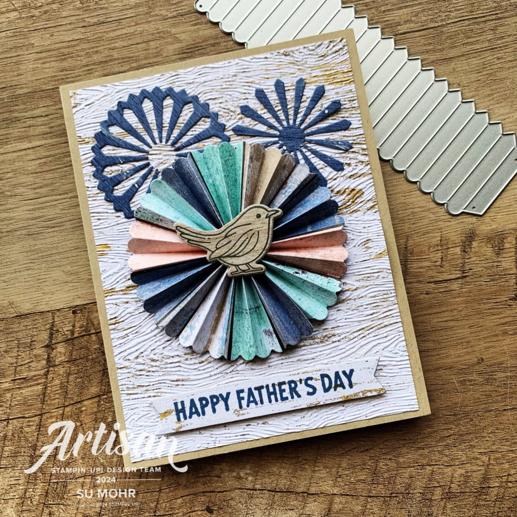 By Su Mohr; Click aromasandart.com to go to my website for details! Featuring: Round We Go Bundle, Hearts & Hugs Bundle, Country Birdhouse Bundle,Trusty Tools Bundle, Timber embossing folder, Country Woods DSP; #countrywoods #countrybirdhouse #roundwego #trustytools #hearts&hugs #masculinecards #father'sdaycards #fathersday #pinwheels #handmadecards #diy #stampinup #cardmaking #papercrafting #sumohr #artisandesignteam