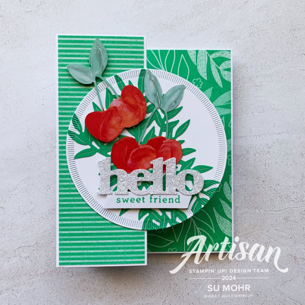 By Su Mohr for Artisans Project; Click aromasandart.com to go to my website for instructions; Featuring: Paper Pumpkin alternatives, Life Is Sweet, June 2024, Thanks & Beyond Dies; #paperpumpkin #paperpumpkinalternatives #lifeissweet #thanks&beyond #add-ondies #funfolds #handmadecards #handcrafted #diy #stamping #stampinup #sumohr