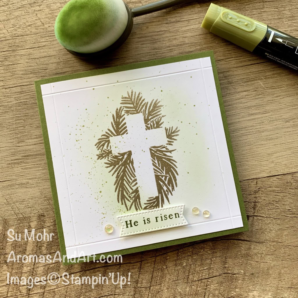 By Su Mohr for TGIF; Click aromasandart.com to go to my website for details! Featuring: Faith Collection Bundle,Stylish Shapes Dies, Iridescent Foil Gems; #faithcollection #stylishshapesdies #iridescentfoilgems #easter #cross #religiouscards #eastercards #heatembossing #handmadecards #handcrafted #diy #cardmaking #papercrafting #stampinup #sumohr