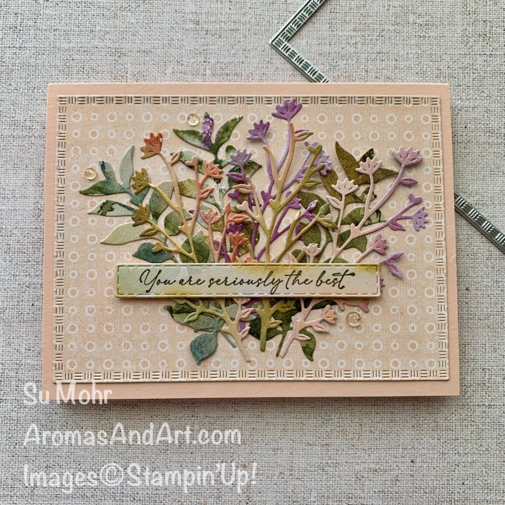 By Su Mohr for Stampin' Fancy Friday; Click aromasandart.com to go to my website for details! Featuring: Thoughtful Wishes Dies, Thoughtful Journey DSP, Textured Notes Bundle, Country lace DSP; #stampinfancyfriday #texturednotes #thoughtfulwishes #thoughtfuljourney #countrylace #dots #dotsoncards #wildflowers #stampinup